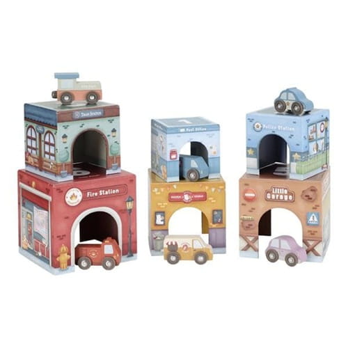 Wieża piramida do układania + 6 autek Little Dutch 3