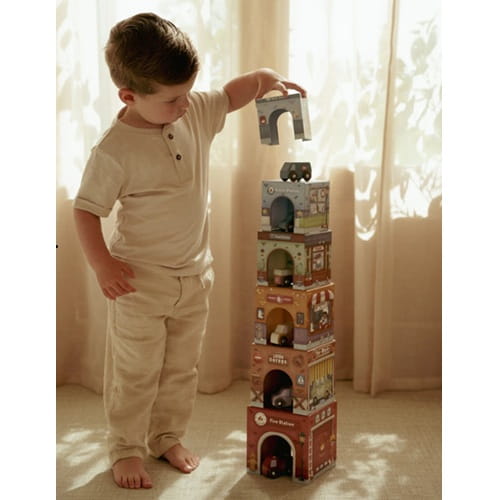 Wieża piramida do układania + 6 autek Little Dutch 1