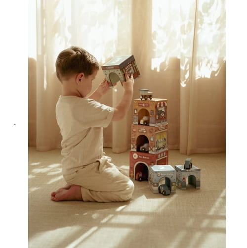 Wieża piramida do układania + 6 autek Little Dutch 2