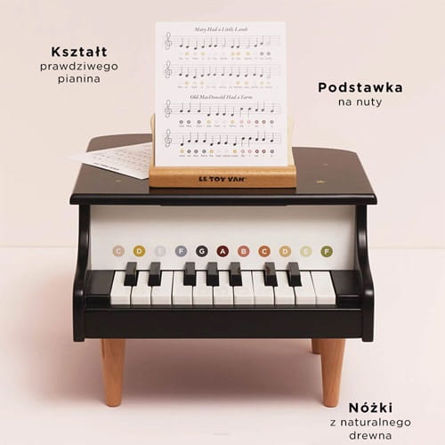 Drewniany fortepian edukacyjna zabawka dla dzieci pianino muzyka Le Toy Van 1