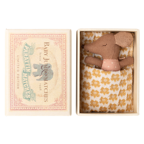 Maileg Myszka Dziewczynka w pudełku Baby mouse Sleepy/wakey in box - rose
