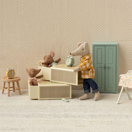 Maileg Myszka Dziewczynka w pudełku Baby mouse Sleepy/wakey in box - rose 1