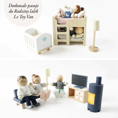 Drewniane mebelki dla lalek duży zestaw do domków Le Toy Van 10