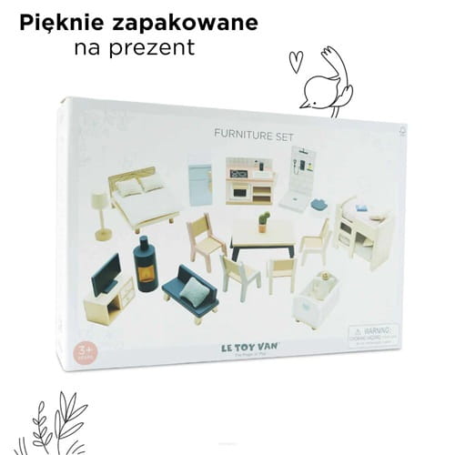 Drewniane mebelki dla lalek duży zestaw do domków Le Toy Van 12