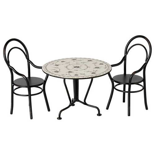 Maileg stół z 2 krzesłami metalowy Dining table set duży