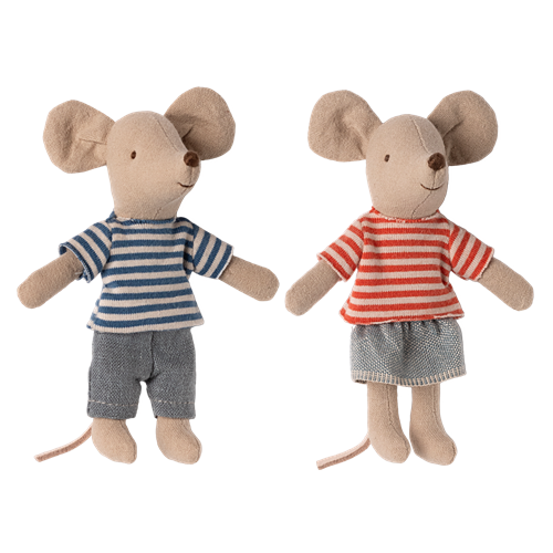 Maileg myszki LouiMax i Stella młodszy brat i młodsza siostra + kartonowy domek 1