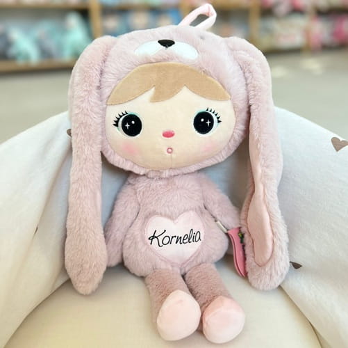 Lalka Metoo Królik różowy z imieniem 1