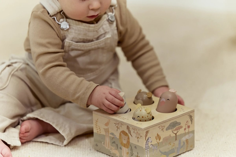 Drewniana zabawka interaktywna pop-up Safari Friends Little Dutch 4