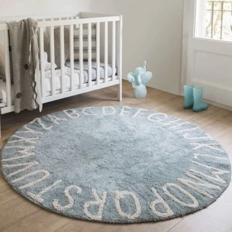 Lorena Canals Dywan Round ABC Vintage Azul Natural