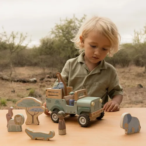Drewniany samochód ze zwierzątkami Safari Friends Little Dutch 1