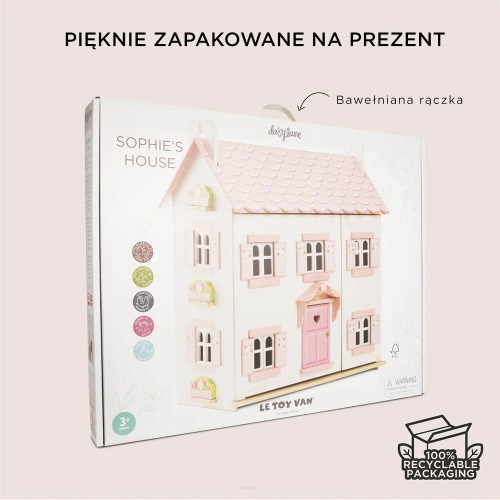 Drewniany domek dla lalek różowy Sophie Le Toy Van 6