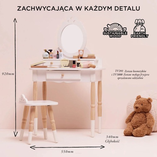 Toaletka dla dzieci drewniana + krzesełko Le Toy Van 3