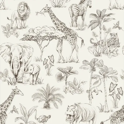 Tapeta dziecięca safari cream w pasach 280x53 cm