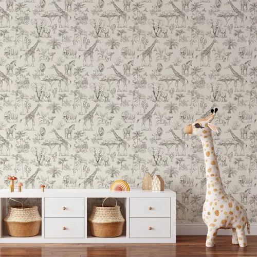 Tapeta dziecięca safari cream w pasach 280x53 cm 2