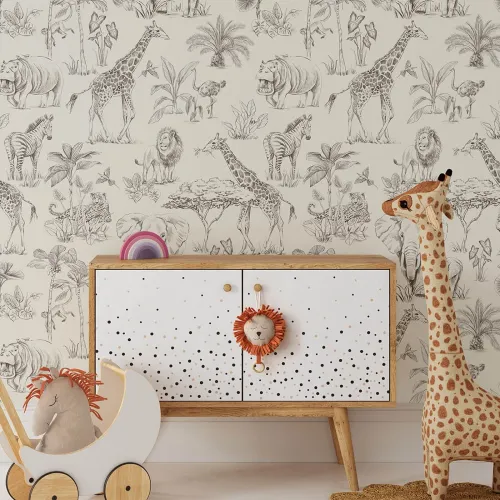 Tapeta dziecięca safari cream w pasach 280x53 cm 3