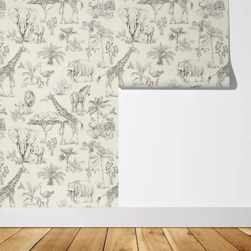 Tapeta dziecięca safari cream w pasach 280x53 cm 6