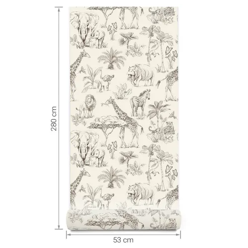 Tapeta dziecięca safari cream w pasach 280x53 cm 7