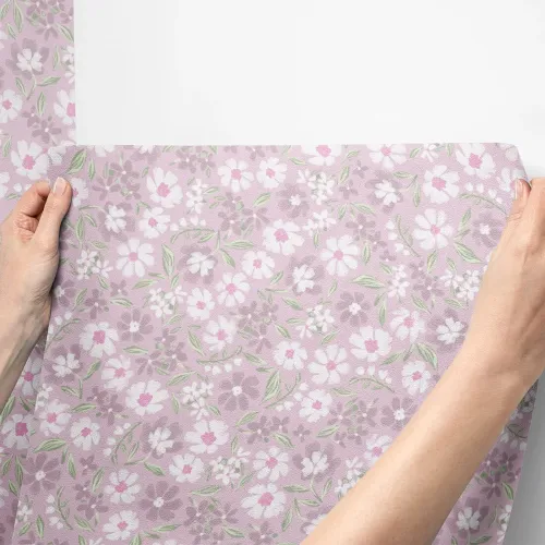Tapeta dziecięca kwiaty stokrotki - różowa w pasach 280x53 cm 5