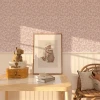 Tapeta dziecięca kwiaty mini stokrotki - różowa w pasach 280x53 cm 2