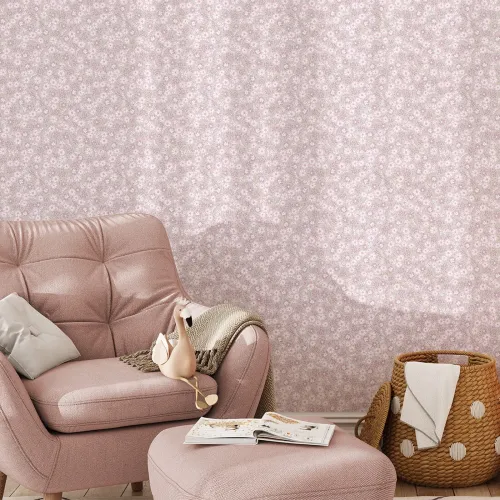 Tapeta dziecięca kwiaty mini stokrotki - różowa w pasach 280x53 cm 3