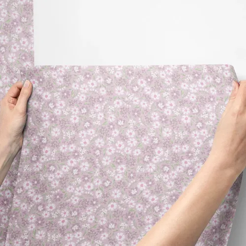 Tapeta dziecięca kwiaty mini stokrotki - różowa w pasach 280x53 cm 5