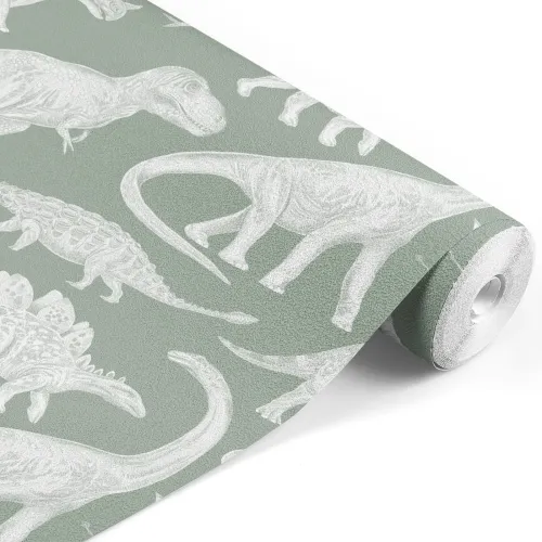 Tapeta dziecięca dinozaury - matcha w pasach 280x53 cm 5