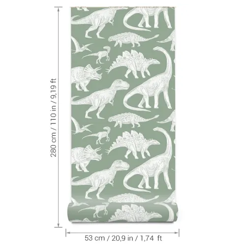 Tapeta dziecięca dinozaury - matcha w pasach 280x53 cm 7