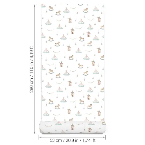 Tapeta dziecięca zabawki w pasach 280x53 cm 7