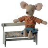 Maileg ławka ławeczka drewniana vintage bench mouse off white 2
