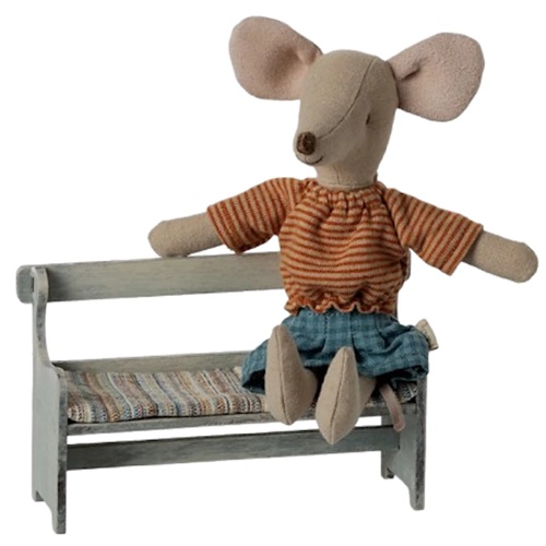Maileg ławka ławeczka drewniana vintage bench mouse off white 2