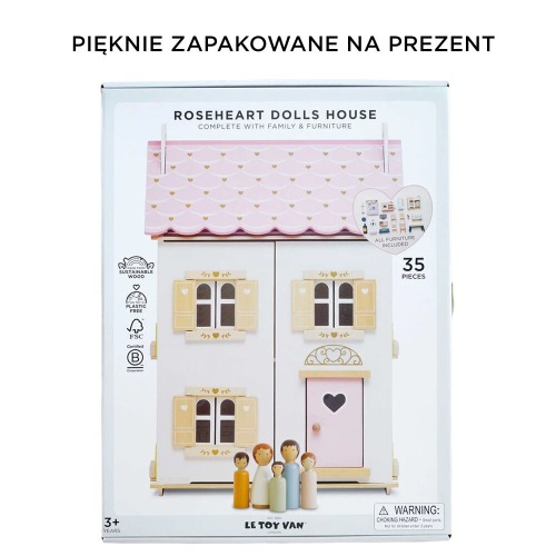 Drewniany domek dla lalek z mebelkami Rose heart Le Toy Van 6