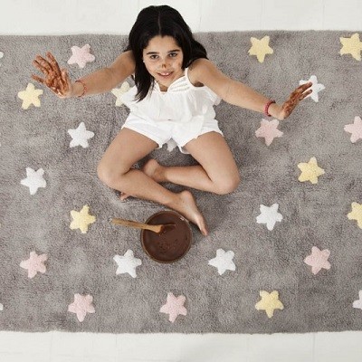 Lorena Canals Dywan do Prania w Pralce Tricolor Star Gris/Rosa