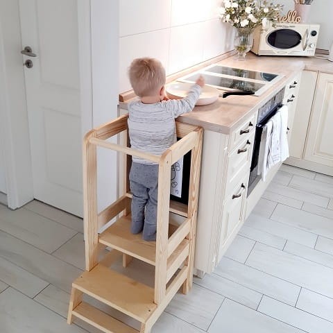 Kitchen Helper Pomocnik Kuchenny z tablicą dla Dziecka Naturalny