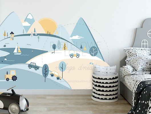 Naklejka na ścianę - góry błękitne