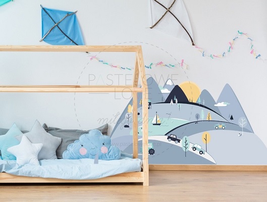 Naklejka na ścianę - góry niebieskie 1