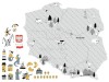 Naklejka na ścianę - mapa Polski szara 4