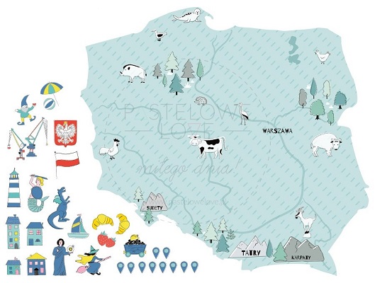 Naklejka na ścianę - mapa Polski miętowa 3