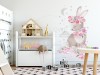 Naklejka na ścianę - królik różowy 1