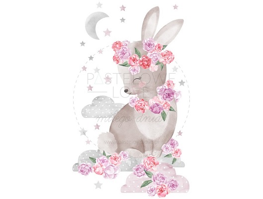 Naklejka na ścianę - królik różowy 3