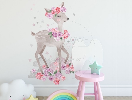 Naklejka na ścianę - sarenka różowa 2