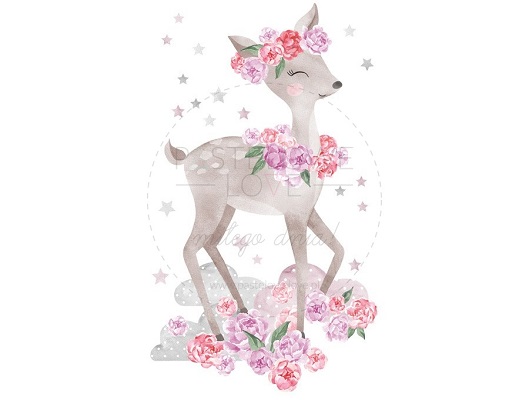 Naklejka na ścianę - sarenka różowa 3