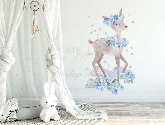 Naklejka na ścianę - sarenka niebieska