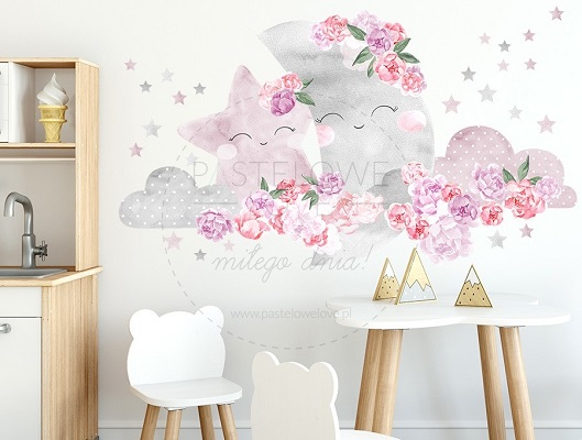 Naklejka na ścianę - księżyc różowy