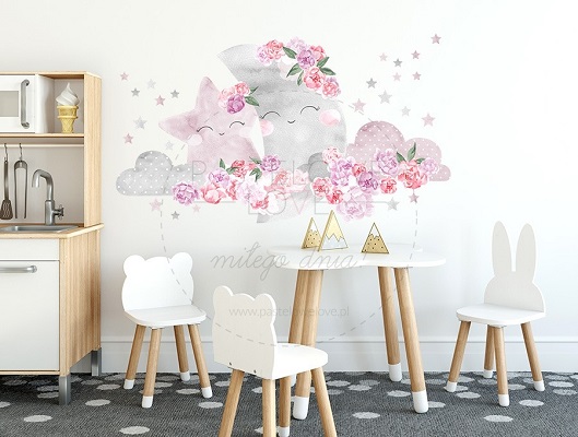 Naklejka na ścianę - księżyc różowy 2