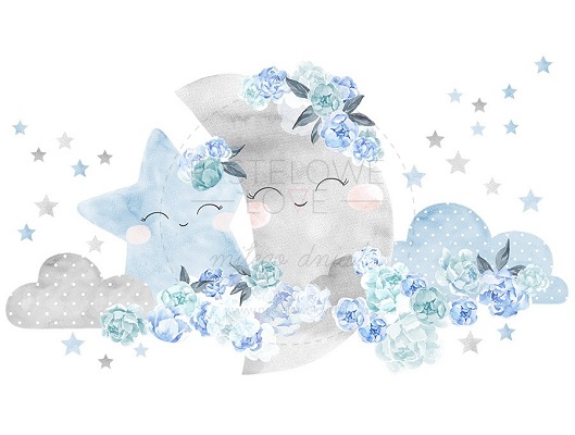 Naklejka na ścianę - księżyc niebieski 3