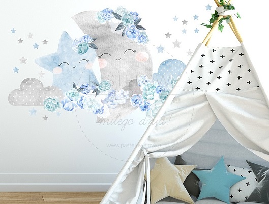 Naklejka na ścianę - księżyc niebieski 2