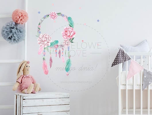Naklejka na ścianę - łapacz snów różowy 2