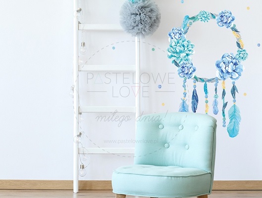 Naklejka na ścianę - łapacz snów niebieski