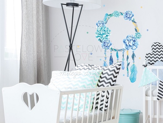 Naklejka na ścianę - łapacz snów niebieski  1