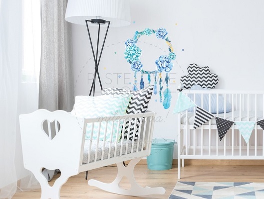 Naklejka na ścianę - łapacz snów niebieski  2